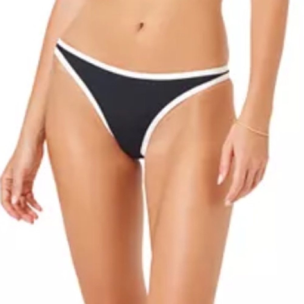 L*Space Fused Camacho Bikini Bottom Black and White